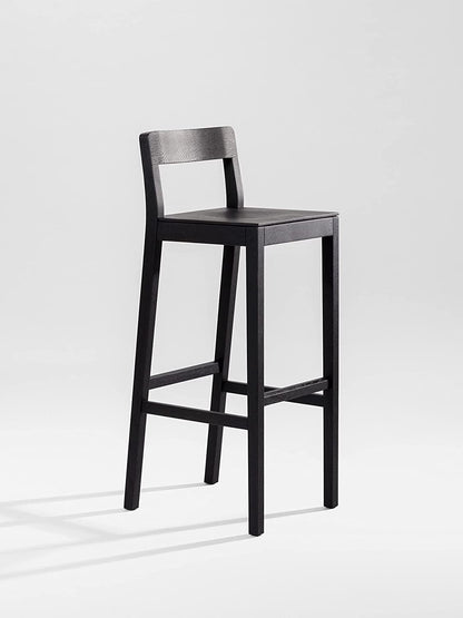 ODEJIA Simple Wooden Bar Chair - Outdoor Kitchen Counter Stool, Dark Natural Finish