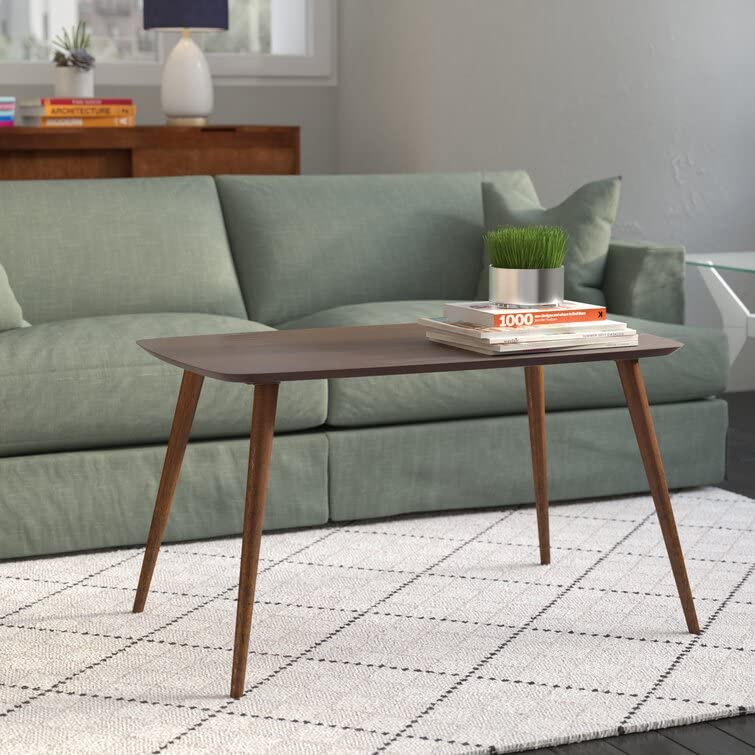 ODEJIA Walnut 4-Leg Coffee Table | Tea Table for Living Room, Bedroom, Hall, Hotel