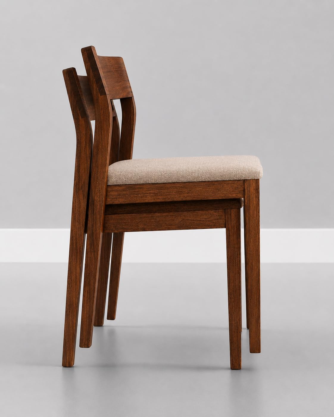 Genuine Decor Set of 2 Rosewood Dining Chairs – Rustic Teak Brown Finish, Solid Wood, No Cushion, Perfect for Dining Room, Living Room, Bedroom (Cushion White)