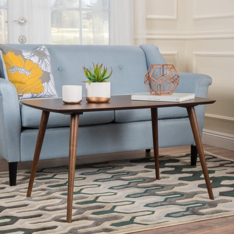 ODEJIA Walnut 4-Leg Coffee Table | Tea Table for Living Room, Bedroom, Hall, Hotel