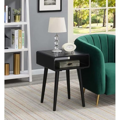 ODEJIA Sheesham Wood Bedside End Table Open Shelf For Bedroom (Brown)
