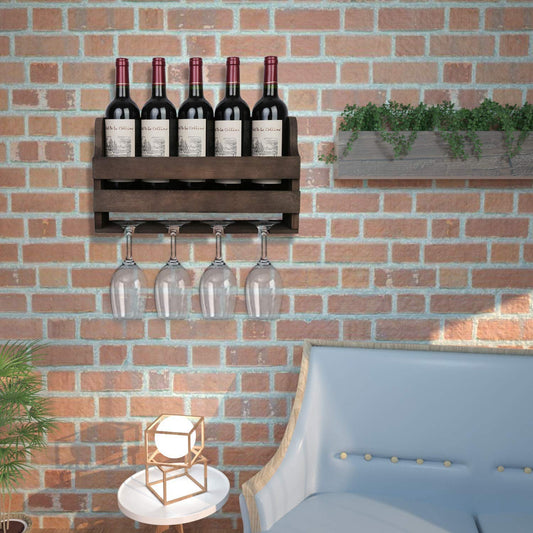 ODEJIA Sheesham Wood Bar Cabinet - Holds 4-5 Bottles & 4 Wine Glasses