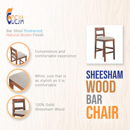 ODEJIA Solid Sheesham Wood Bar Chair Bar Stool Rosewood Natural Brown Finish., 48.3 Centimeters, Teal