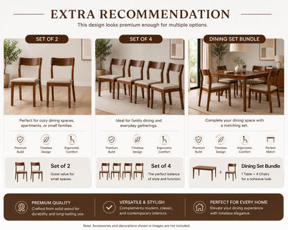 Genuine Decor Set of 2 Rosewood Dining Chairs – Rustic Teak Brown Finish, Solid Wood, No Cushion, Perfect for Dining Room, Living Room, Bedroom (Cushion White)