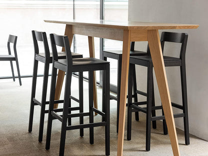 ODEJIA Simple Wooden Bar Chair - Outdoor Kitchen Counter Stool, Dark Natural Finish