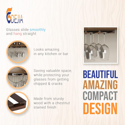 ODEJIA Stemware Glass Rack Makes Dull Kitchens or Bar Perfectly Fits 6-12 Glasses Under Cabinet