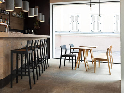 ODEJIA Simple Wooden Bar Chair - Outdoor Kitchen Counter Stool, Dark Natural Finish