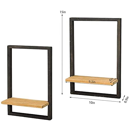 ODEJIA 15inch Floating Wall Shelves Wall Mounted Set of 2, Rustic Large Wall Shelf with Ledge for Bathroom Bedroom Kitchen Living Room - ODEJIA Wall Shelves