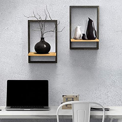 ODEJIA 15inch Floating Wall Shelves Wall Mounted Set of 2, Rustic Large Wall Shelf with Ledge for Bathroom Bedroom Kitchen Living Room - ODEJIA Wall Shelves