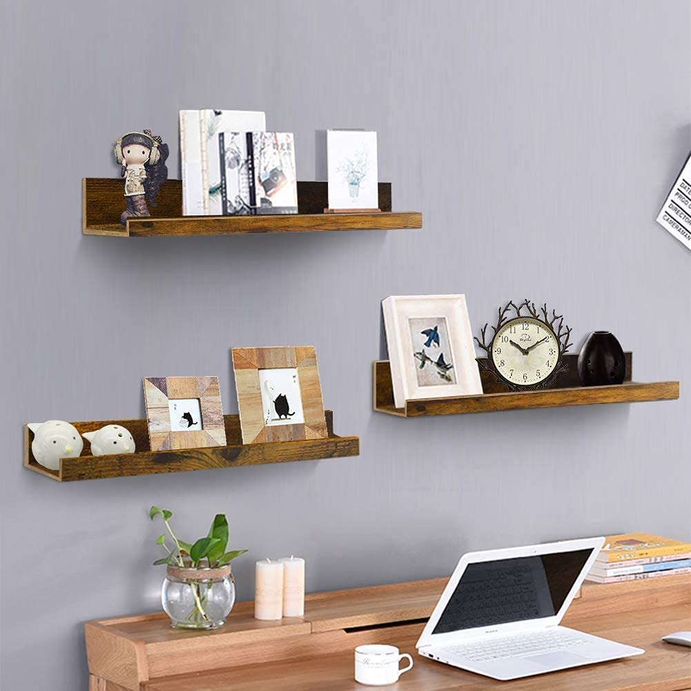 ODEJIA 16'' Floating Shelves - Set of 3 Rustic Wall - Mounted Ledge For Home, Kitchen, Office, Living Room - ODEJIA Wall Shelves