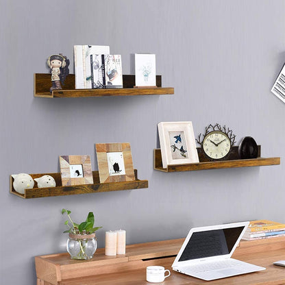 ODEJIA 16'' Floating Shelves - Set of 3 Rustic Wall - Mounted Ledge For Home, Kitchen, Office, Living Room - ODEJIA Wall Shelves