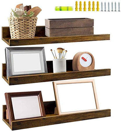 ODEJIA 16'' Floating Shelves - Set of 3 Rustic Wall - Mounted Ledge For Home, Kitchen, Office, Living Room - ODEJIA Wall Shelves