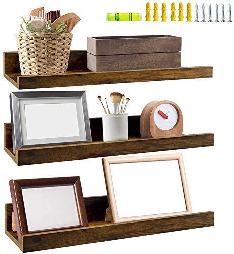 ODEJIA 16'' Floating Shelves - Set of 3 Rustic Wall - Mounted Ledge For Home, Kitchen, Office, Living Room - ODEJIA Wall Shelves