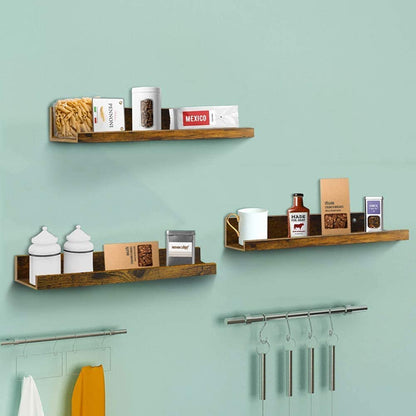 ODEJIA 16'' Floating Shelves - Set of 3 Rustic Wall - Mounted Ledge For Home, Kitchen, Office, Living Room - ODEJIA Wall Shelves