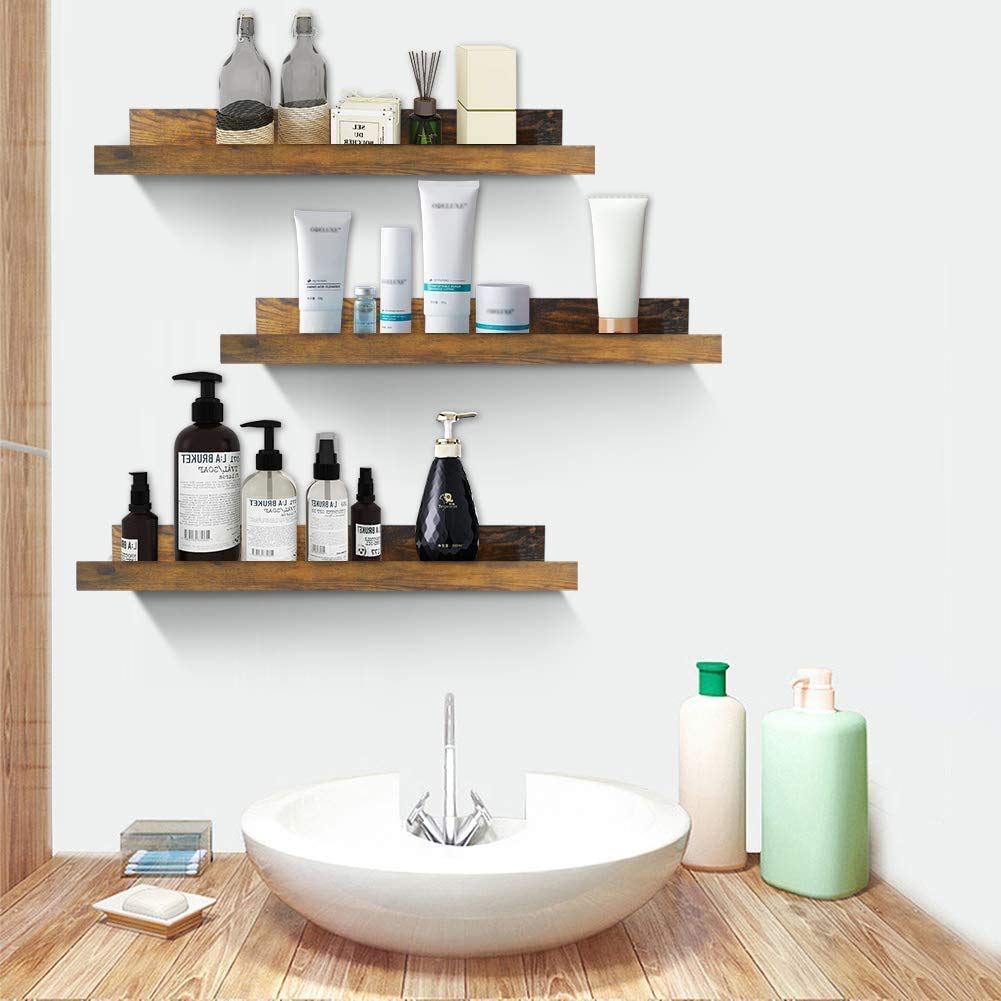 ODEJIA 16'' Floating Shelves - Set of 3 Rustic Wall - Mounted Ledge For Home, Kitchen, Office, Living Room - ODEJIA Wall Shelves
