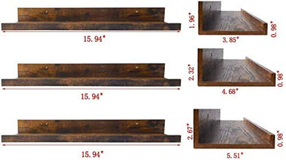 ODEJIA 16'' Floating Shelves - Set of 3 Rustic Wall - Mounted Ledge For Home, Kitchen, Office, Living Room - ODEJIA Wall Shelves