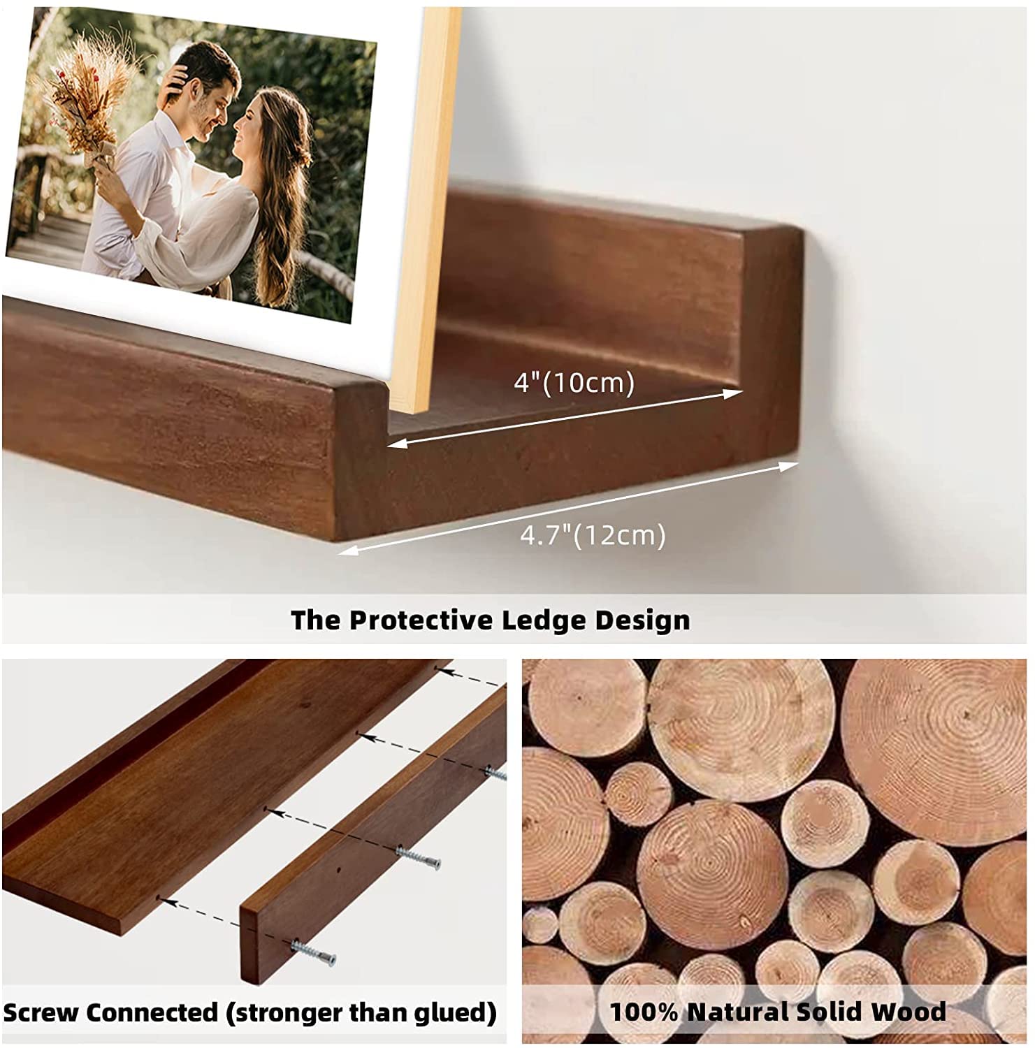 ODEJIA 24'' Sheesham Wood Floating Shelves - Set of 2, Natural Wall Decor & Storage For Bedroom, Living Room, Kitchen - ODEJIA Wall Shelves