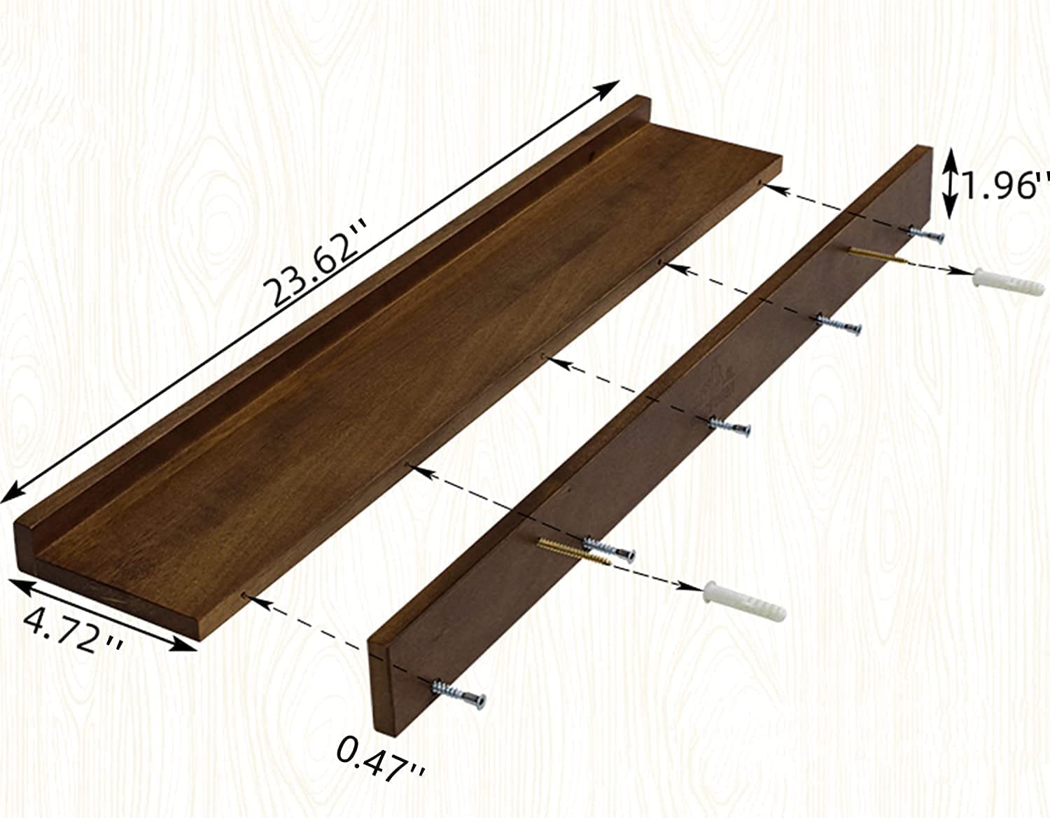 ODEJIA 24'' Sheesham Wood Floating Shelves - Set of 2, Natural Wall Decor & Storage For Bedroom, Living Room, Kitchen - ODEJIA Wall Shelves