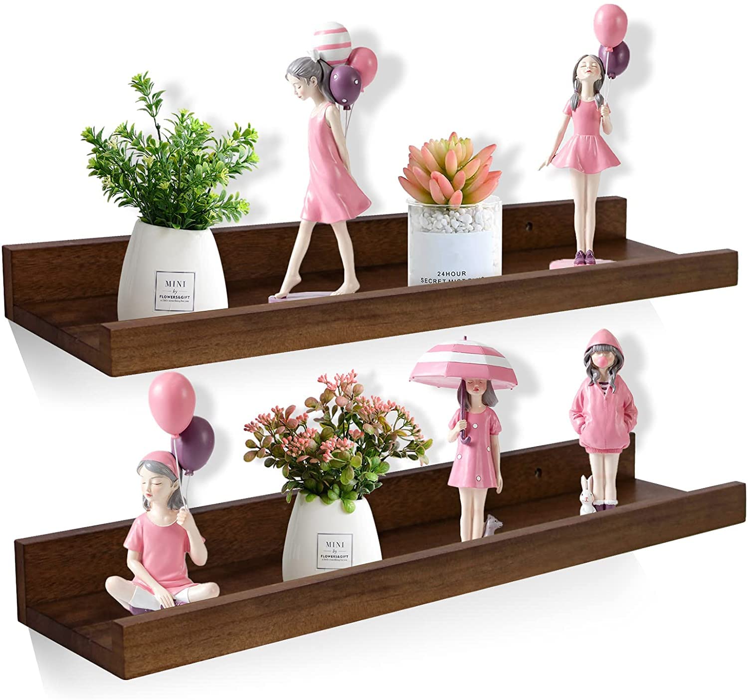 ODEJIA 24'' Sheesham Wood Floating Shelves - Set of 2, Natural Wall Decor & Storage For Bedroom, Living Room, Kitchen - ODEJIA Wall Shelves