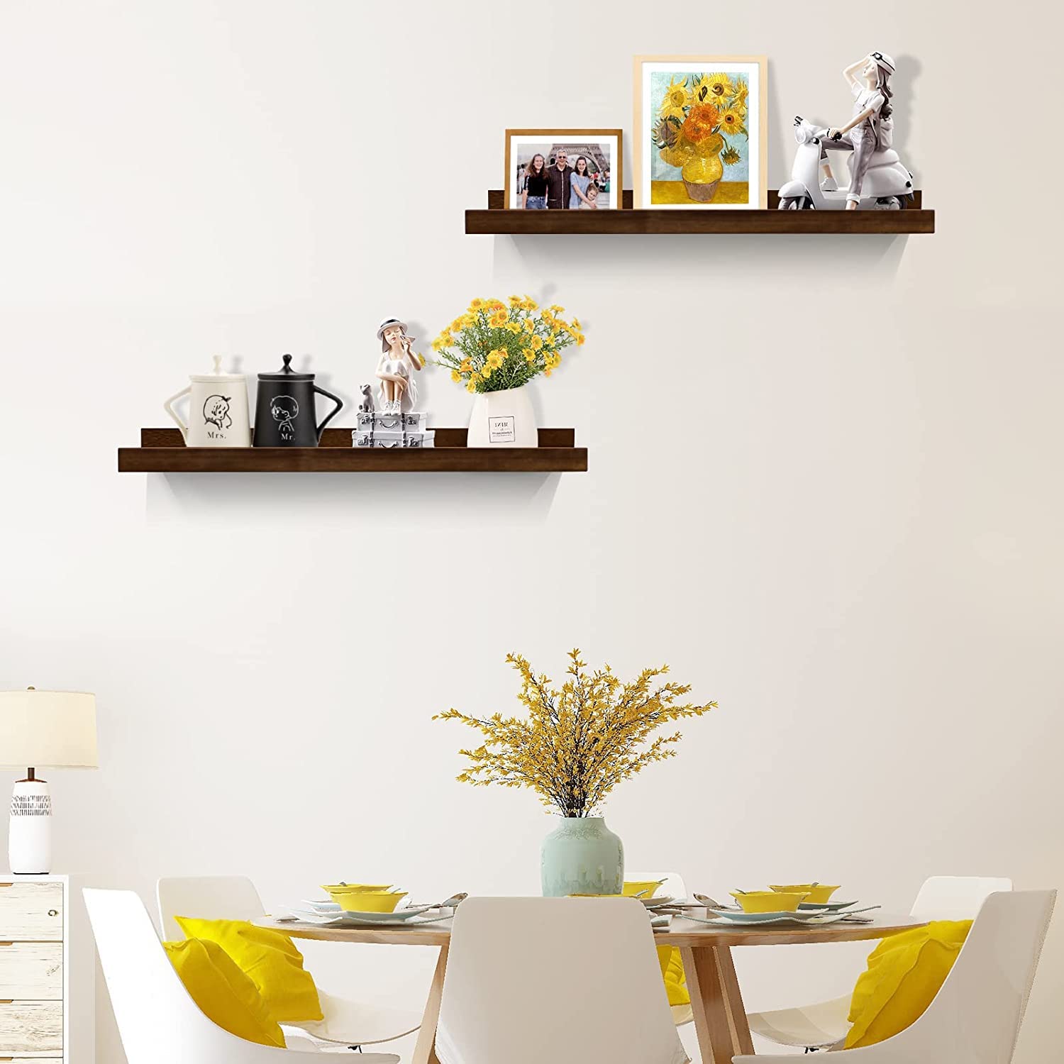 ODEJIA 24'' Sheesham Wood Floating Shelves - Set of 2, Natural Wall Decor & Storage For Bedroom, Living Room, Kitchen - ODEJIA Wall Shelves