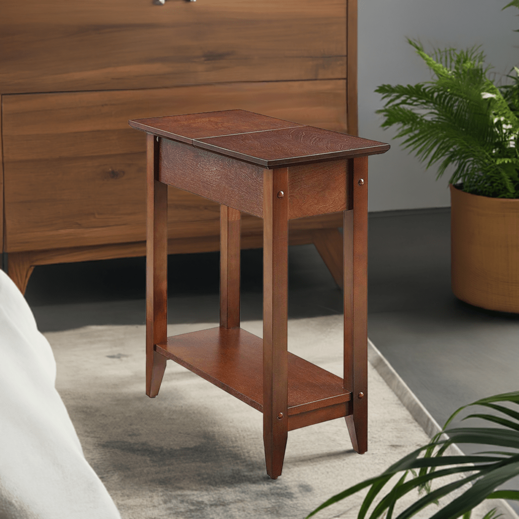 ODEJIA 3 - Tier End Table - Sheesham Wood, Natural Mahogany Finish - ODEJIA End Table