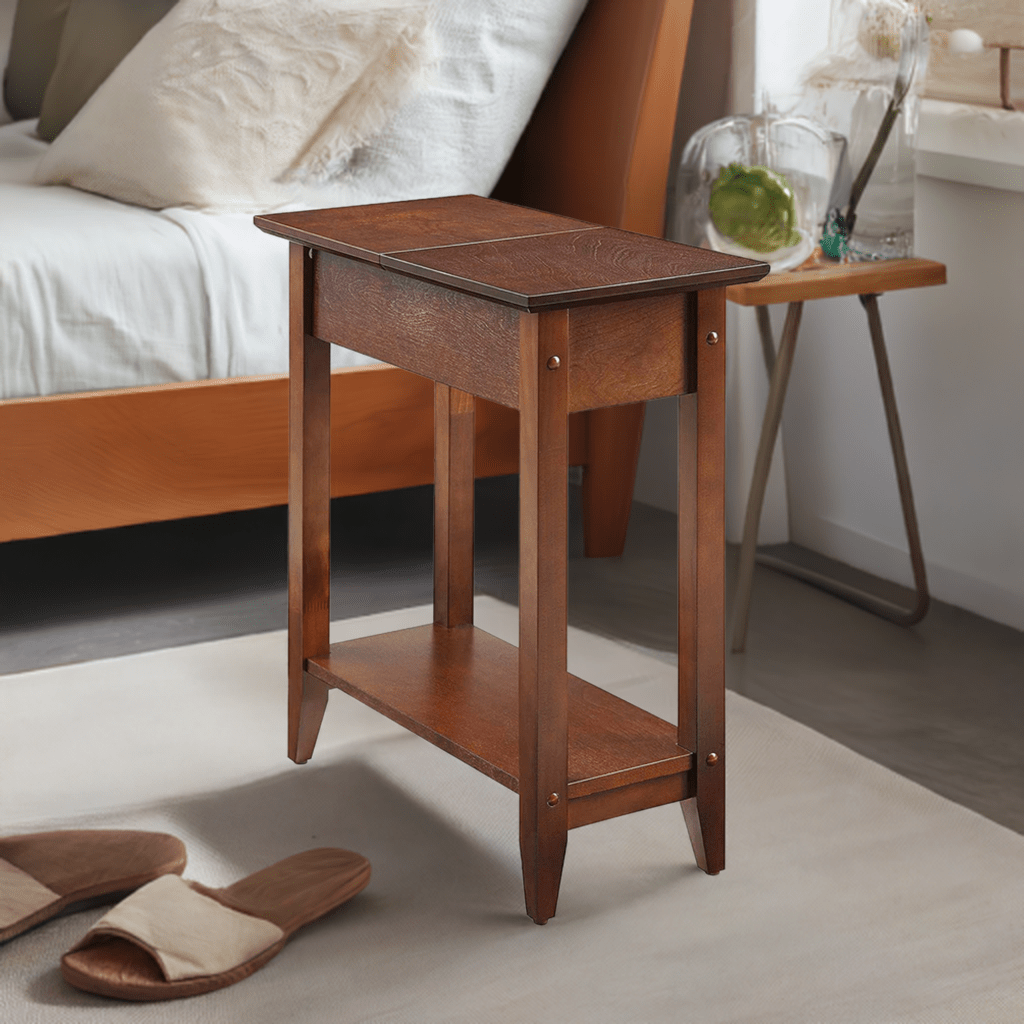 ODEJIA 3 - Tier End Table - Sheesham Wood, Natural Mahogany Finish - ODEJIA End Table