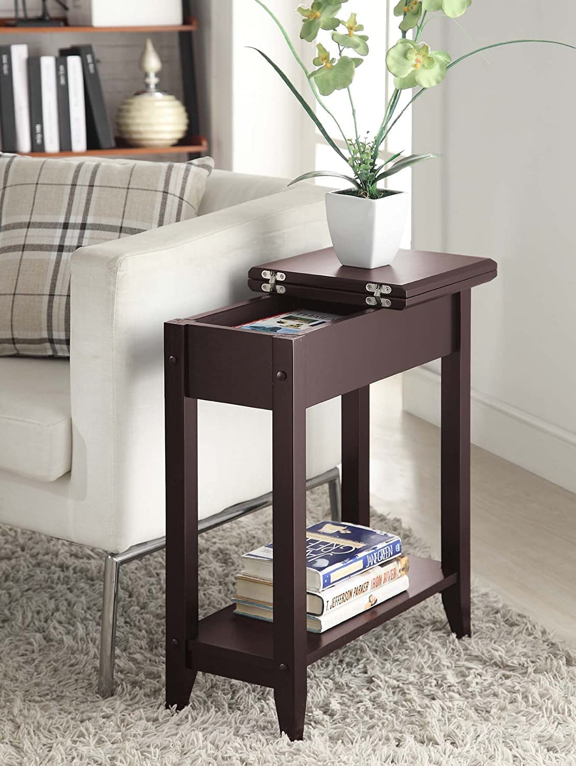 ODEJIA 3 - Tier End Table - Sheesham Wood, Natural Mahogany Finish - ODEJIA End Table