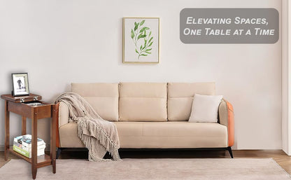 ODEJIA 3 - Tier End Table - Sheesham Wood, Natural Mahogany Finish - ODEJIA End Table