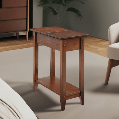 ODEJIA 3 - Tier End Table - Sheesham Wood, Natural Mahogany Finish - ODEJIA End Table