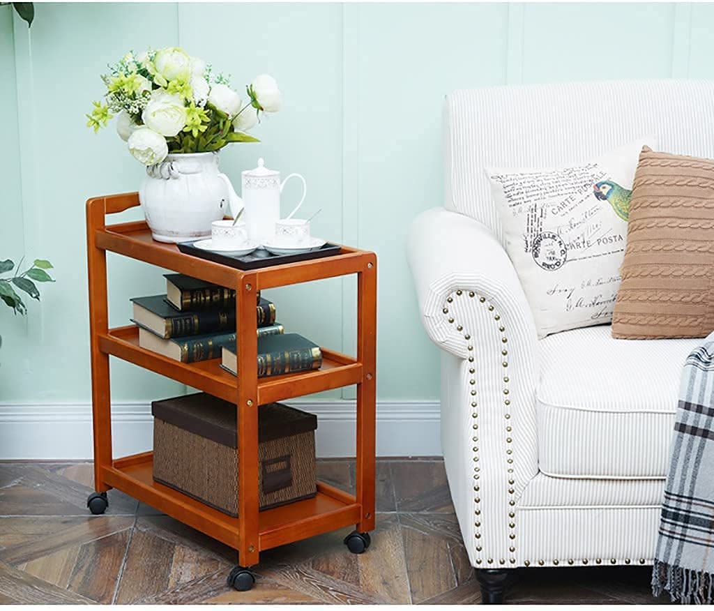 ODEJIA 3 - Tier Solid Wood Bar Trolley - Midcentury Modern Whiskey Maple - ODEJIA Bar Trolley