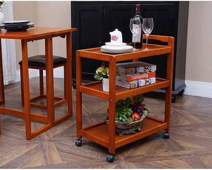 ODEJIA 3 - Tier Solid Wood Bar Trolley - Midcentury Modern Whiskey Maple - ODEJIA Bar Trolley