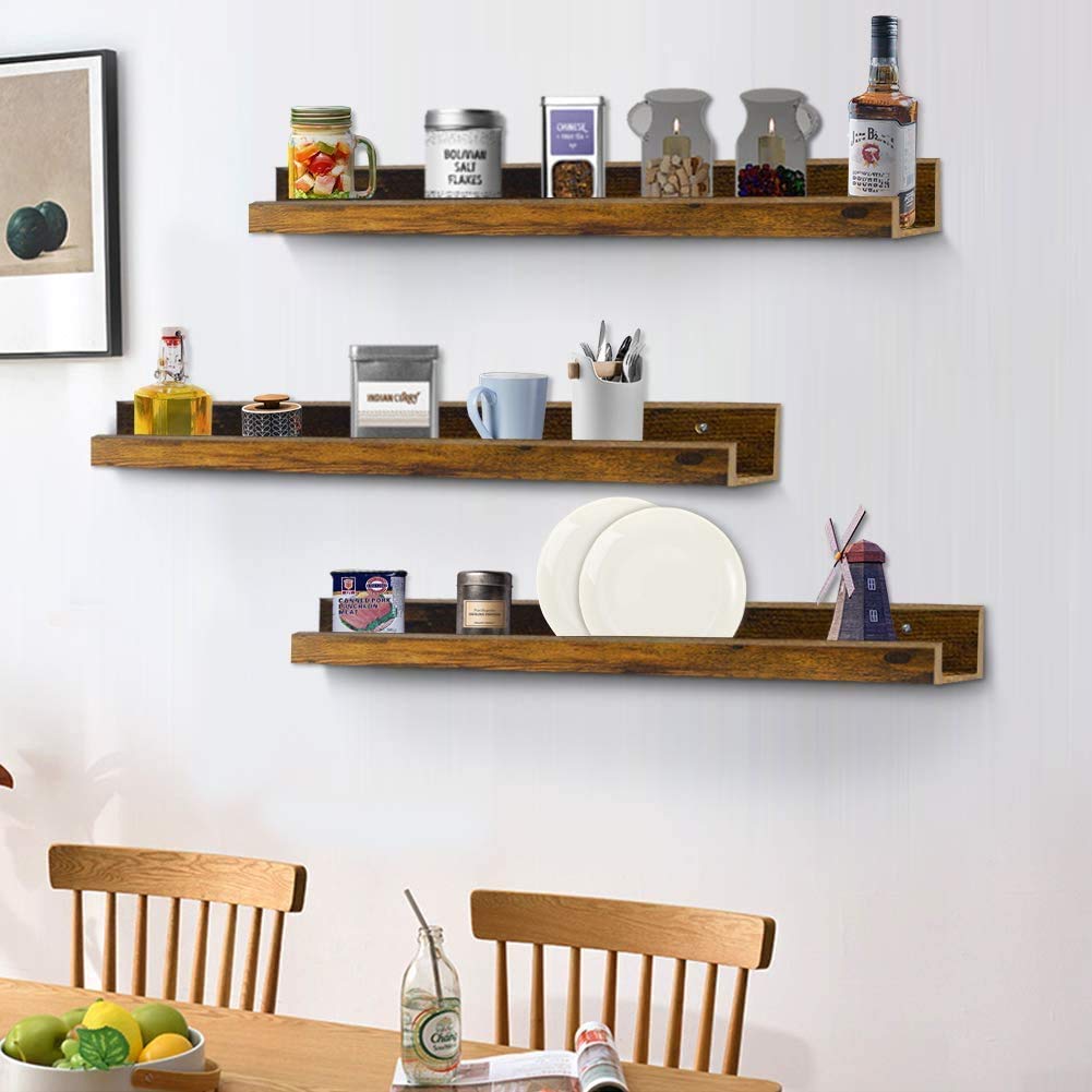 ODEJIA 36'' Floating Wall Shelves - Set of 3 Rustic Picture Ledge Shelves For Bedroom, Living Room, Office - ODEJIA Wall Shelves