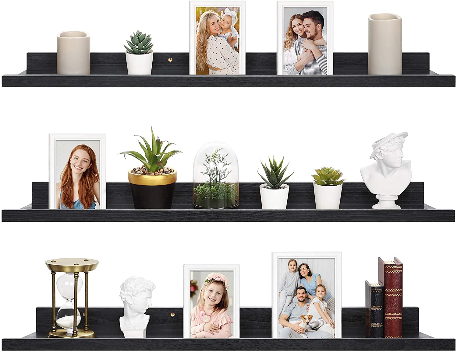 ODEJIA 36'' Floating Wall Shelves - Set of 3 Rustic Picture Ledge Shelves For Bedroom, Living Room, Office - ODEJIA Wall Shelves