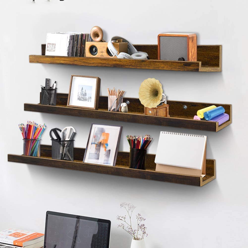 ODEJIA 36'' Floating Wall Shelves - Set of 3 Rustic Picture Ledge Shelves For Bedroom, Living Room, Office - ODEJIA Wall Shelves