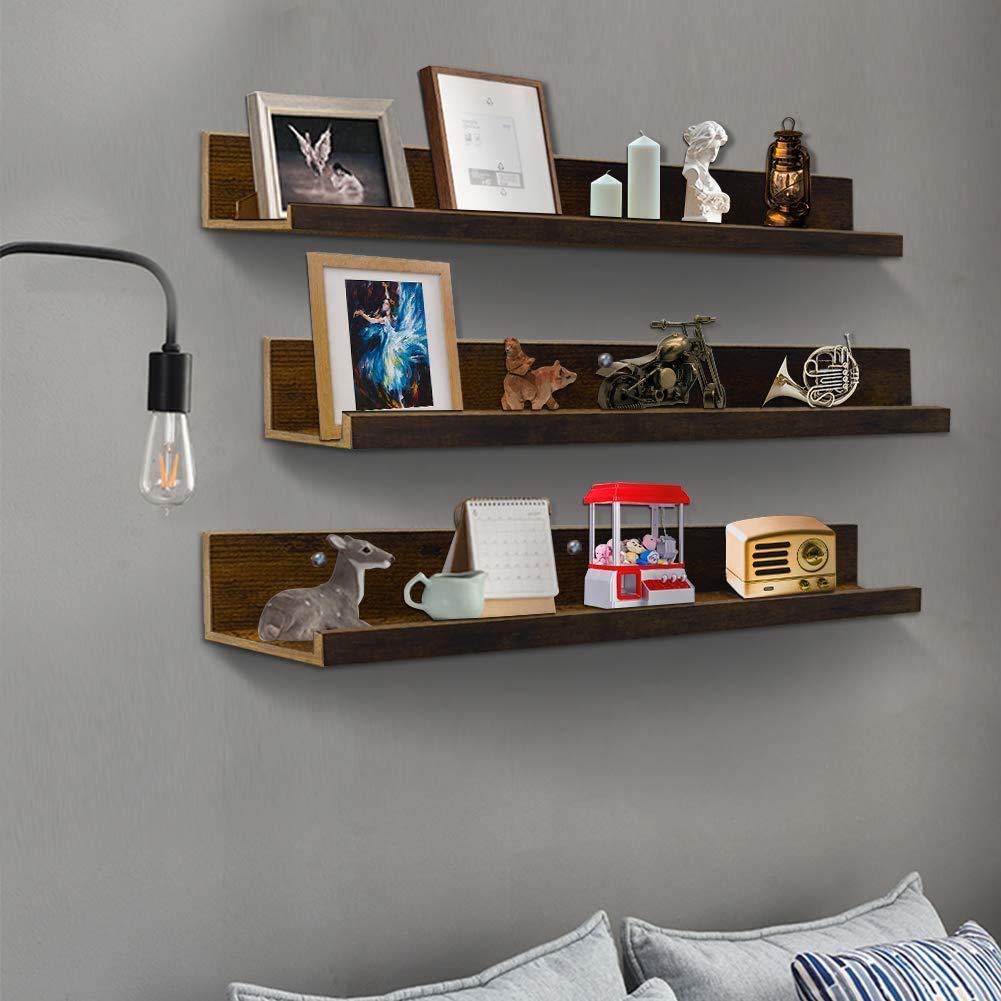ODEJIA 36'' Floating Wall Shelves - Set of 3 Rustic Picture Ledge Shelves For Bedroom, Living Room, Office - ODEJIA Wall Shelves