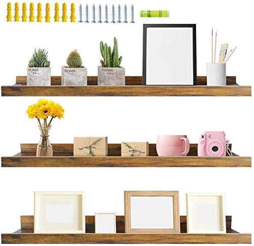 ODEJIA 36'' Floating Wall Shelves - Set of 3 Rustic Picture Ledge Shelves For Bedroom, Living Room, Office - ODEJIA Wall Shelves