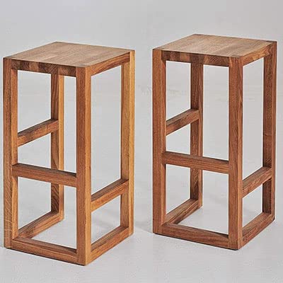 ODEJIA Bar stools Wooden Bars Tools Vintage Rustic Bar Chair Classic Solid Wood Saddle seat Kitchen Counter Stool with Foot Plate Adjustable - ODEJIA Bar Chair