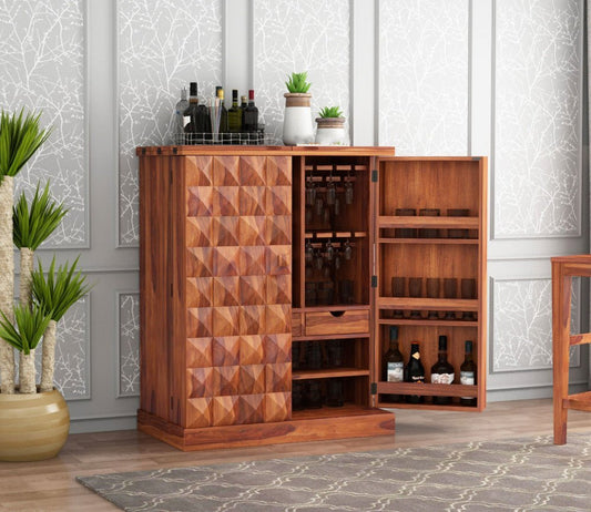 Odejia Furniture Elegant Sheesham Wood Bar Cabinet: Stylish Storage for Your Spirits - ODEJIABar Cabinet