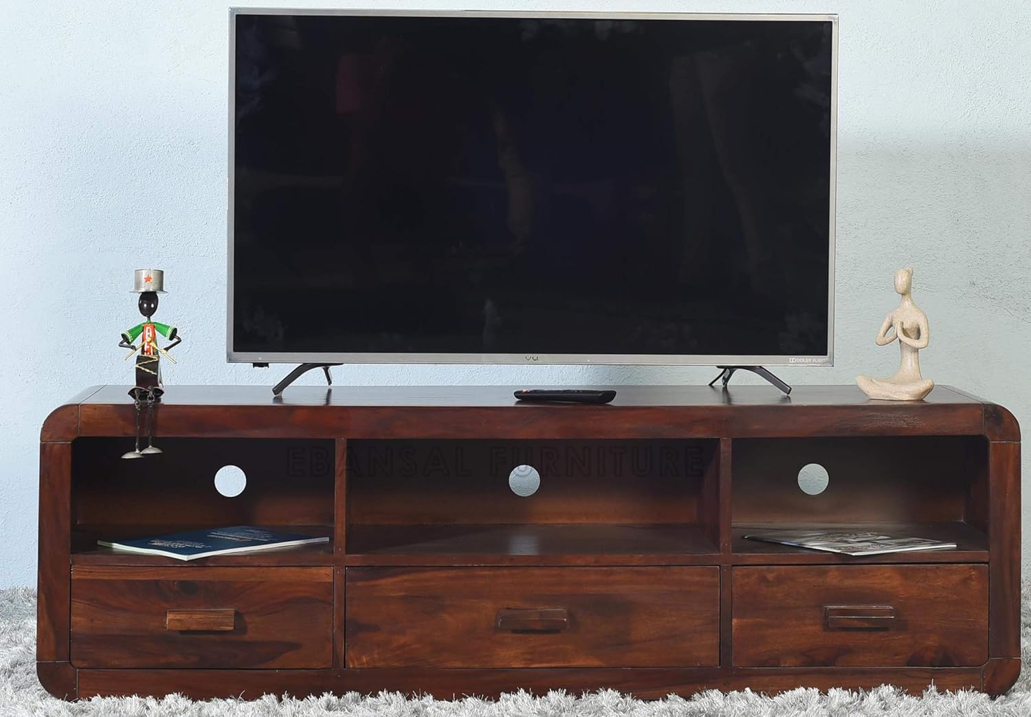 ODEJIA Furniture sheesham Wood Standard tv Entertainment Unit Stand Cabinet with Storage for Home (Teak Finish) - ODEJIA Tv Unit