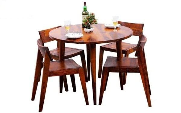 Odejia Furniture Solid Sheesham Wood Dining Table – Honey Finish, Ideal for Home Living Room, Hall, and Dining Room - ODEJIA Dining table