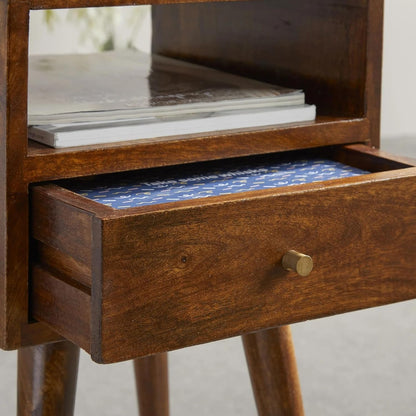 ODEJIA Furniture Solid Wood Bedside Table Designer Nightstand with 1 Drawer and 1 Shelf - End Table for Bedroom - ODEJIA End Table