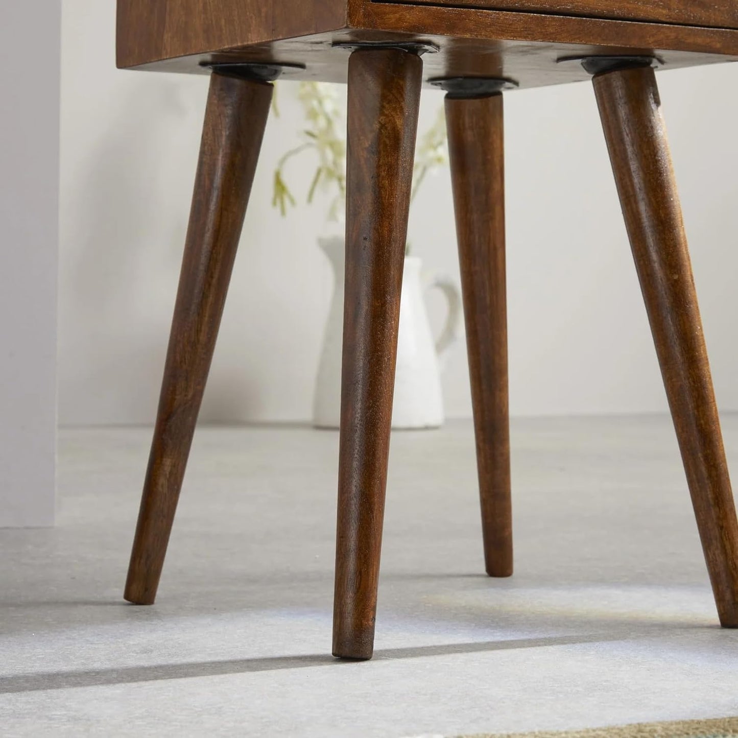 ODEJIA Furniture Solid Wood Bedside Table Designer Nightstand with 1 Drawer and 1 Shelf - End Table for Bedroom - ODEJIA End Table