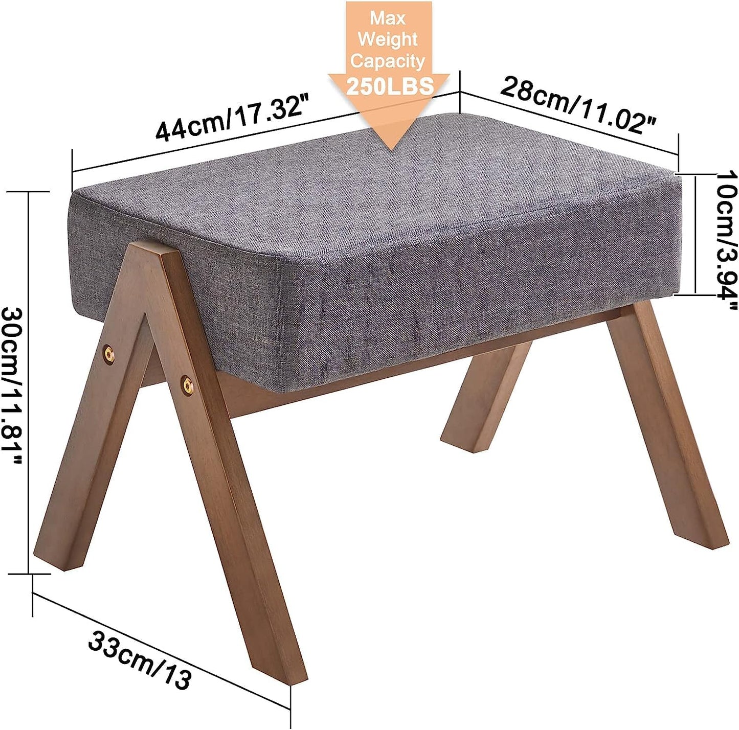 ODEJIA Modern A - Shaped Footstool - Sponge - Padded Wooden Ottoman, 11.8 - ODEJIA Footstool