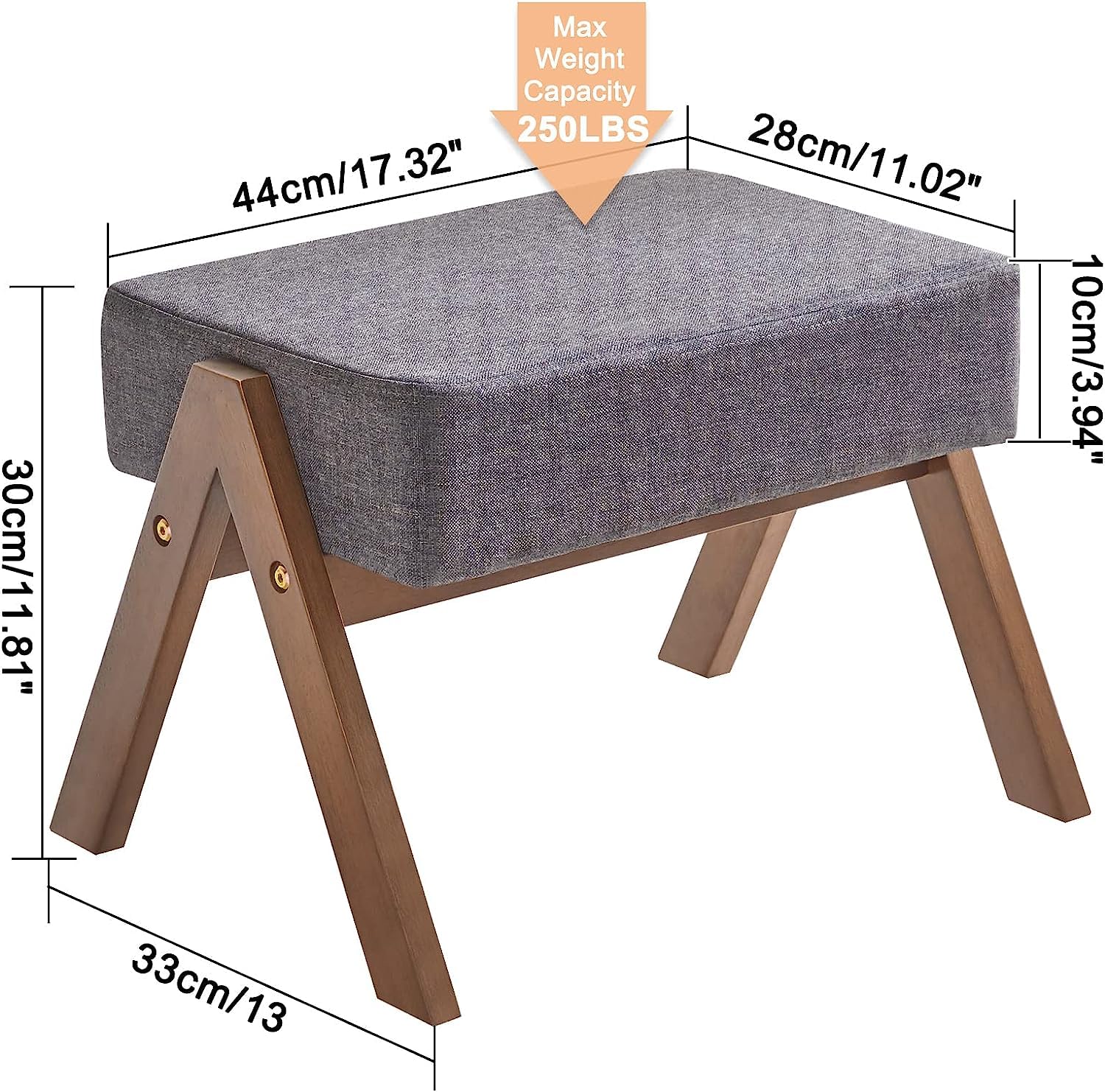 ODEJIA Modern A - Shaped Footstool - Sponge - Padded Wooden Ottoman, 11.8 - ODEJIA Footstool