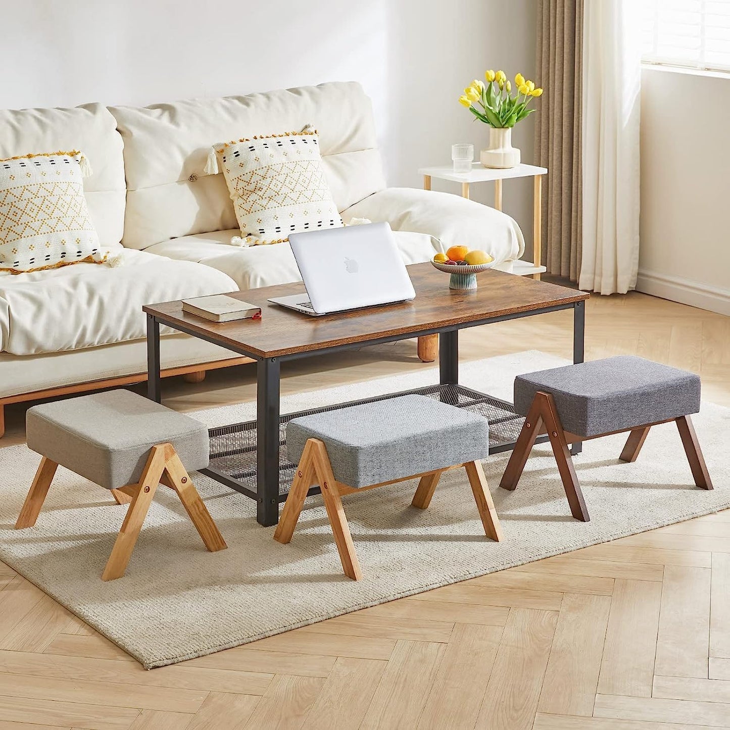 ODEJIA Modern A - Shaped Footstool - Sponge - Padded Wooden Ottoman, 11.8 - ODEJIA Footstool