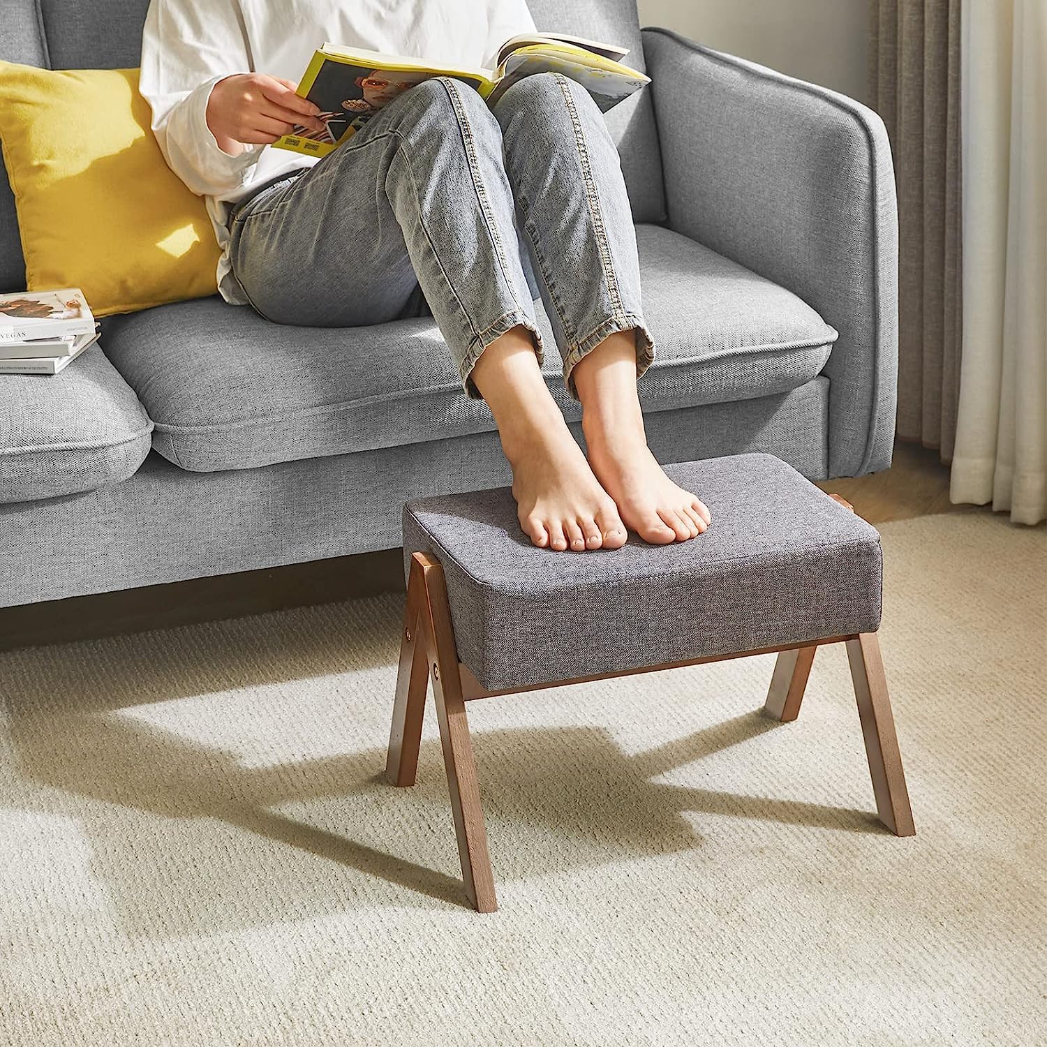 ODEJIA Modern A - Shaped Footstool - Sponge - Padded Wooden Ottoman, 11.8 - ODEJIA Footstool