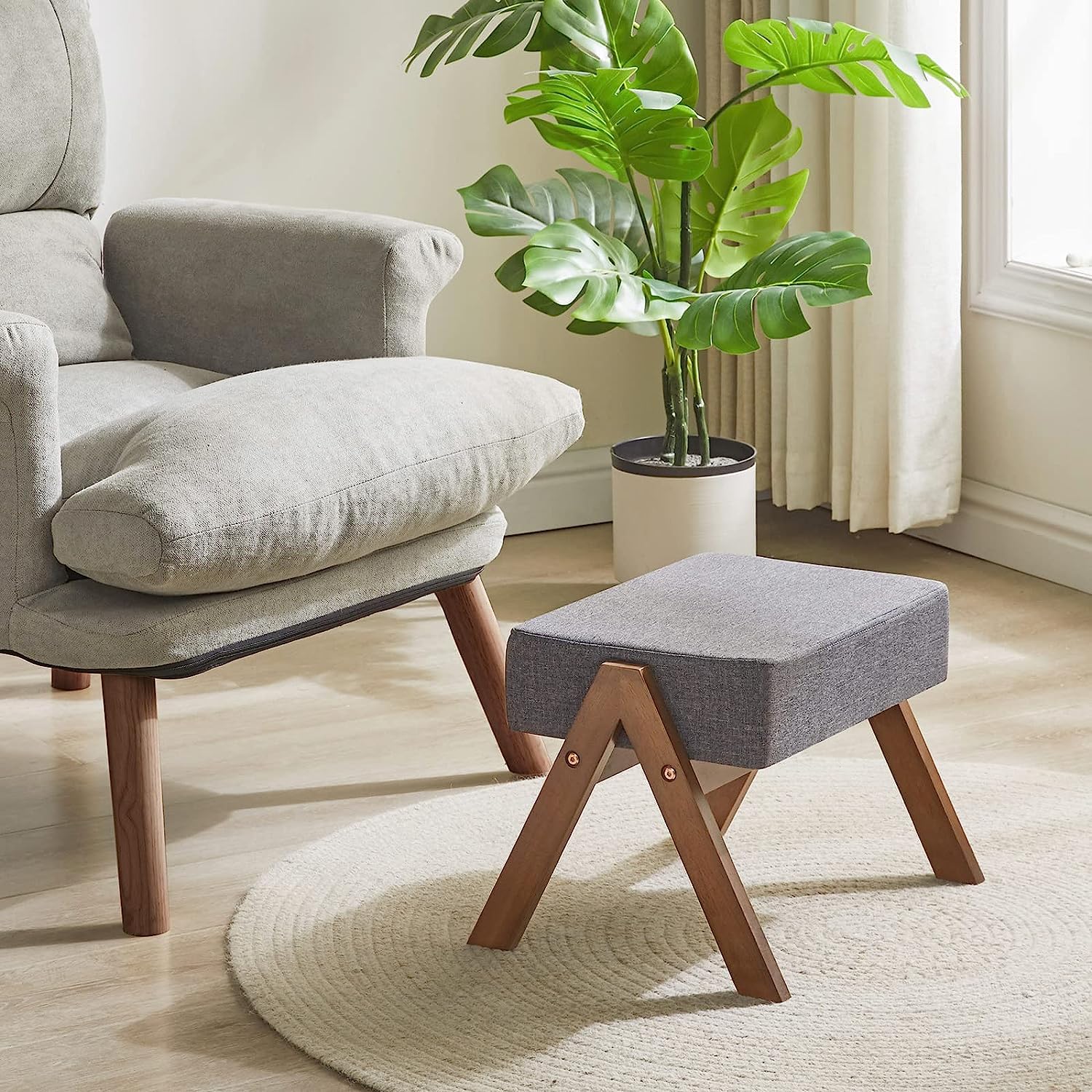 ODEJIA Modern A - Shaped Footstool - Sponge - Padded Wooden Ottoman, 11.8 - ODEJIA Footstool