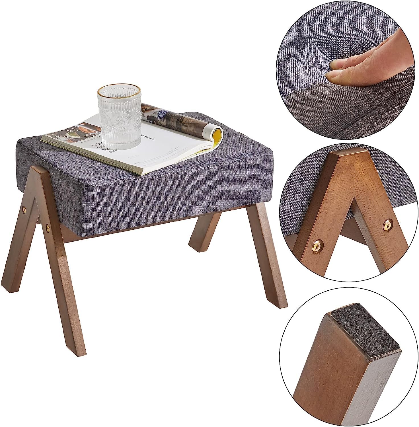 ODEJIA Modern A - Shaped Footstool - Sponge - Padded Wooden Ottoman, 11.8 - ODEJIA Footstool
