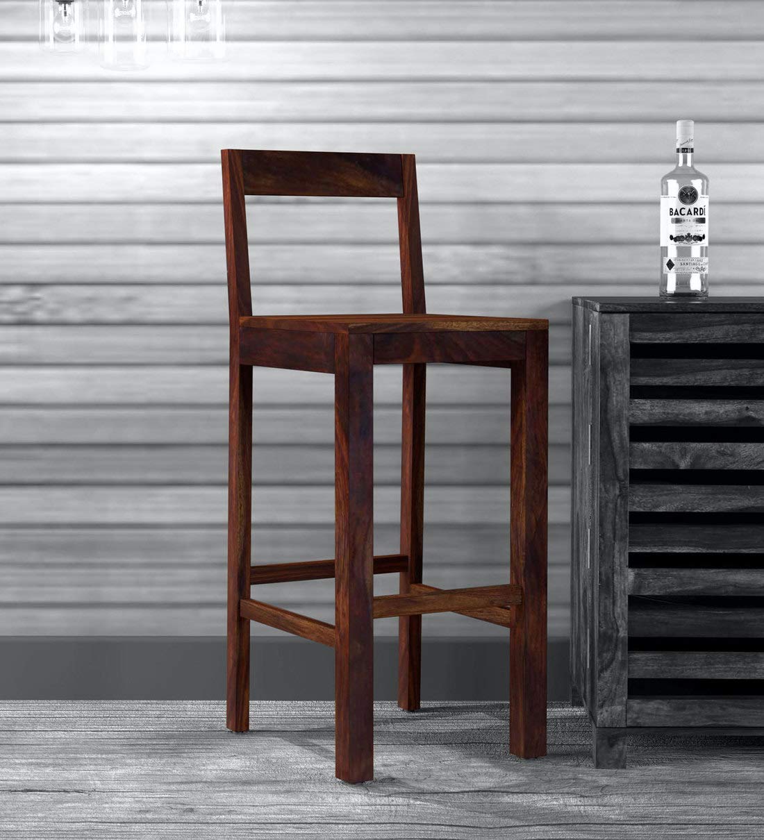 ODEJIA Modern Rectangular Rosewood Wooden Bar Stool in Walnut Finish for Home Bar Chair Size: 16 x 16 x40inch Seating Height 29.5inch - ODEJIA Bar Chair