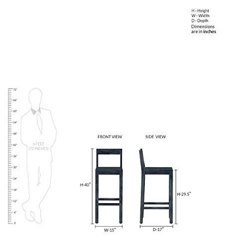 ODEJIA Modern Rectangular Rosewood Wooden Bar Stool in Walnut Finish for Home Bar Chair Size: 16 x 16 x40inch Seating Height 29.5inch - ODEJIA Bar Chair